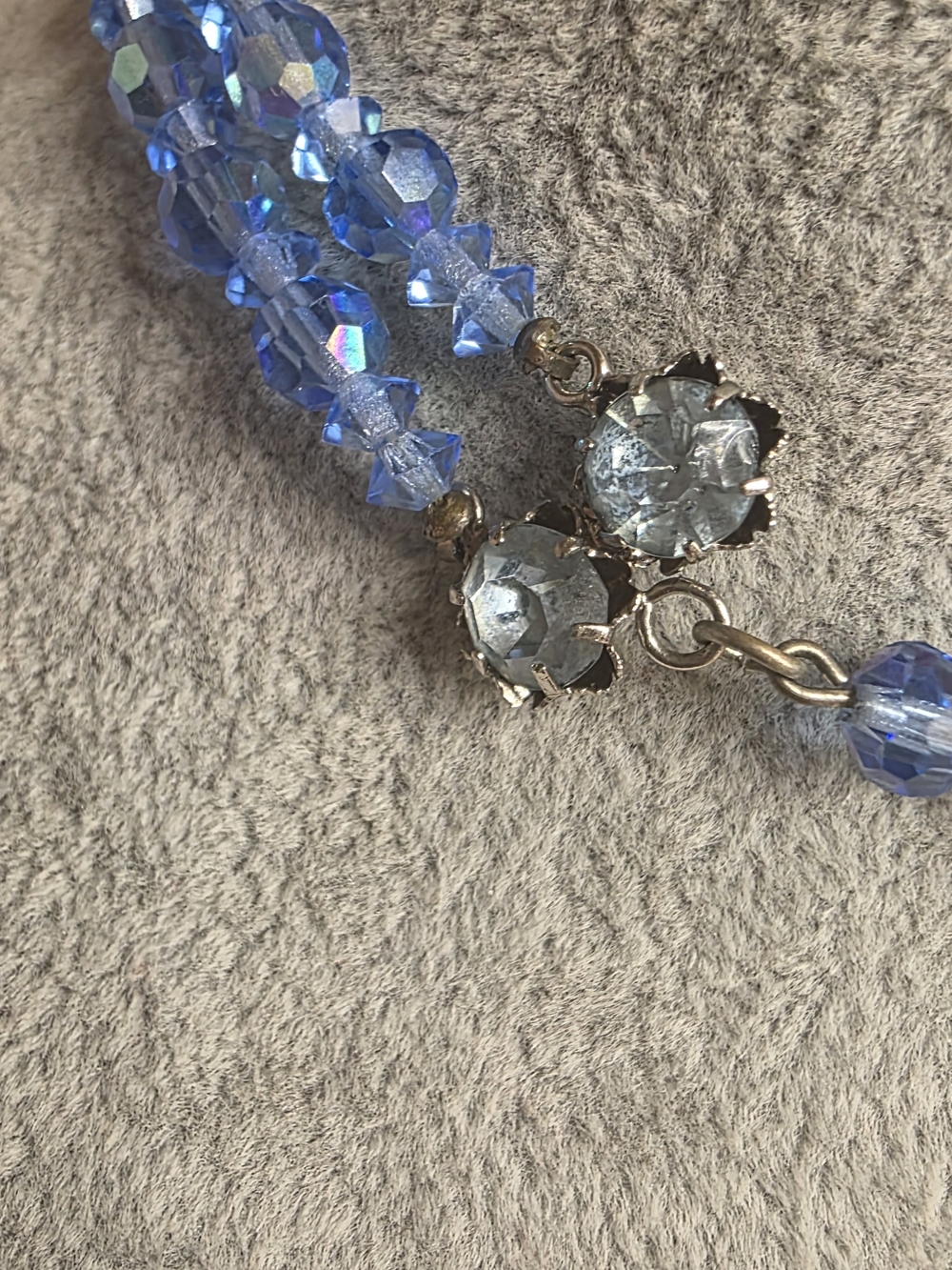 Vintage Graduated AB Blue Crystal Double-Strand Necklace - Picture 5 of 6